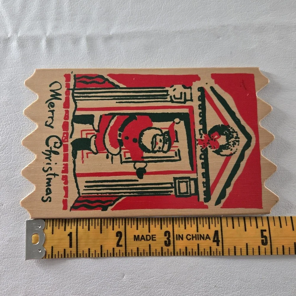 Merry Christmas Wood Postcard Santa New ATTCO-227 Holiday‎